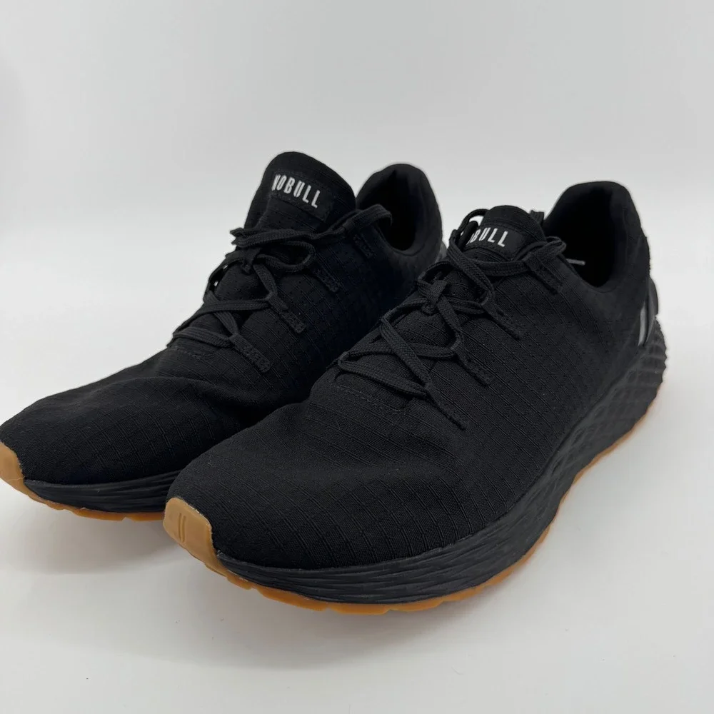 NOBULL Ripstop Runner Mens 10 Black Gum Athletic Training Gym Shoes Low Top